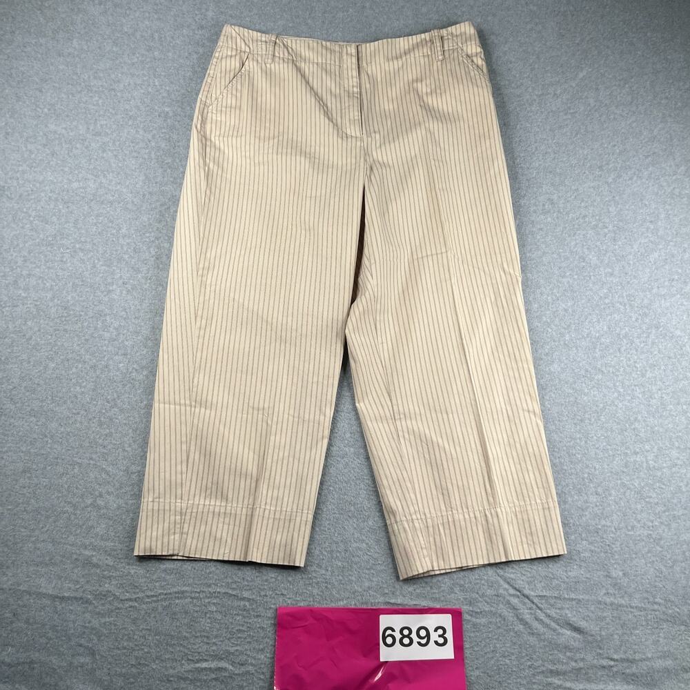 Talbots Stretch Pants Womens Size 16 Beige Striped